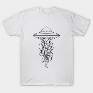 UFO Jellyfish Line Drawing T-Shirt